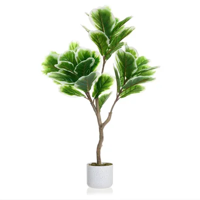 Produktbild von Künstlicher Ficus Lyrata Pflanze 100 cm – Realistische Kunstpflanze mit Topf – Grün – Wohnzimmer & Büro Dekoration