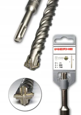 Imagen del producto de WERHE Broca de cabeza en cruz para hormigón SDS PLUS 25x800 mm
