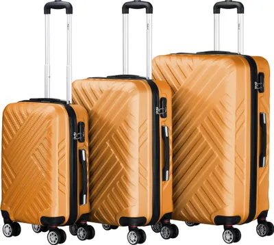 Immagine prodotto di Set di valigie Zelsius 3 pezzi, arancione, valigia da viaggio in ABS con chiusura a combinazione e divisorio interno