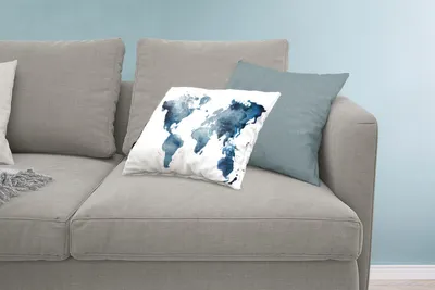 Produktbild von MuchoWow® Zierkissen Sofakissen Wohnzimmer Dekokissen 60x40 cm Weltkarte - Abstrakt - Aquarell - Kopfkissen - Polster mit Foto
