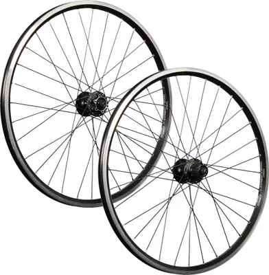 Produktbild von 26 Zoll Laufradsatz Hohlkammer geöst Shimano 6 Loch V-Brake Disc 7-11 fach schwarz