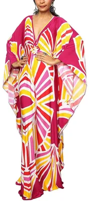 Image de Solidchoice - Caftan bohème d'été à motifs floraux