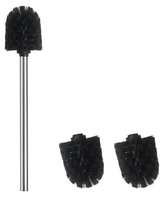Image de Brosse de toilettes, brosse de toilettes avec 2 têtes, diamètre 7 cm, brosse de toilettes en acier inoxydable 304 pour le nettoyage de la salle de bains (PP, argent)