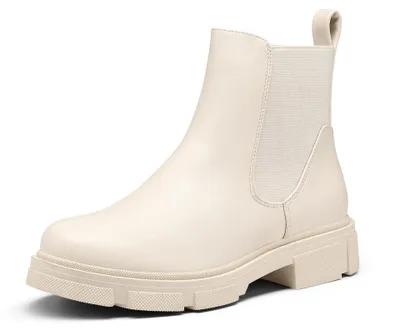 Obrázok produktu pre DREAM PAIRS – dámske chelsea topánky, pohodlné čižmy, veľkosť 39, béžová farba