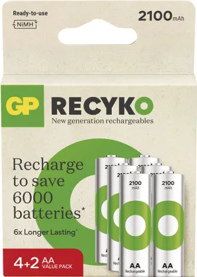 Nabíjecí baterie GP ReCyko 2100 AA (HR6), 6 ks