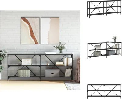 Imagen del producto de vidaXL Mesa consola negra de 180x30x75 cm, fabricada en material de madera y hierro - Mesas auxiliares