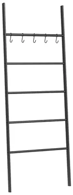 Image de TRANKIELO® - Étagère à serviettes avec 5 crochets – Échelle métallique stable pour salle de bain, salon, chambre – 58 x 177 cm