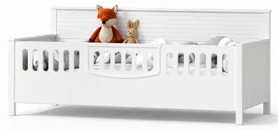Productafbeelding van Modern kinderbed, wit, in Scandinavische stijl, met valbeveiliging