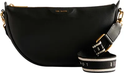 Image de Ted Baker Cuir sac à épaule bandoulière Essina Webbing Leather Half Moon Crossbody Bag Black noir