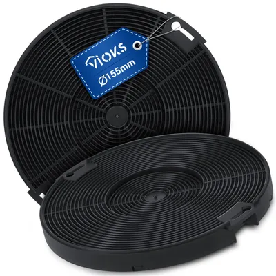 Produktbild von VIOKS Kohlefilter Dunstabzugshaube 2Stk 155mmØ Ersatz für AЕG Aktivkohlefilter 405509371/2 EFF75 FK155 - Filter für Dunstabzugshauben Zanussi, AЕG, Beko – Größe 2 Stück (1er Pack)