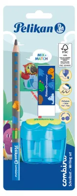 Zdjęcie produktu dla Pelikan 821605 Pelikan Combino Schreiblern- Bleistift-Set B blau mit Tiermotiv, 1 Set