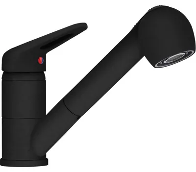 Produktbild von Franke Messing Hochdruck Armatur, Wasserhahn Novara Plus Auszugsbrause Black matt Obenbedienung 115.0693.841 - inkl.