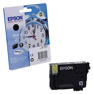 Obrázek produktu pro Epson Alarm clock Singlepack Black 27 DURABrite Ultra Ink, Standardní výtěžnost, Černá, Inkoust na pigmentové bázi, 1 kusů