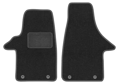 Produktbild von Velours-Fußmatten Vorne für VW Transporter T5 2003-2015 (Transporter/2 Sitzreihen) – 2-tlg, Graphit, passgenau – Wielganizator LUX