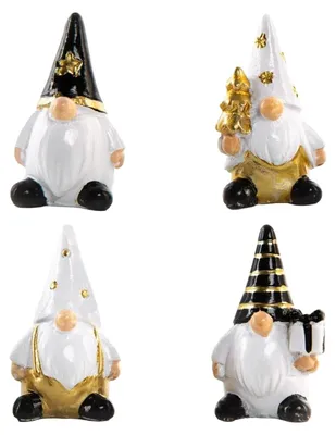 Produktbild von 4 lustige Wichtel Figuren Weihnachtswichtel 4 cm schwarz gold