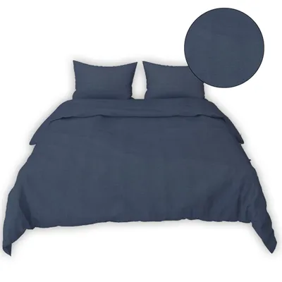Zdjęcie produktu dla Komplet pościeli 160x200 cm 2x 70x80 cm GŁADKA COMFORT 3 części granatowy
