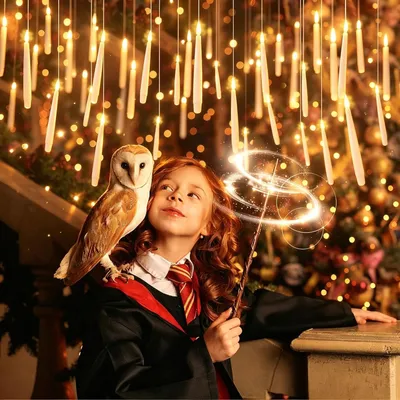 Immagine prodotto di Candela con telecomando a forma di bacchetta magica, 20 candele galleggianti magiche, decorazioni a tema streghe, candela a forma di cono gialla e calda, alimentata a batteria, senza fiamma