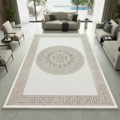 Produktbild von Glänzender Designerteppich mit Orientalischem Muster in weiß beige bronze Größe - 120 x 170 cm