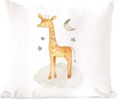 Produktbild von MuchoWow® Zierkissen Sofakissen Wohnzimmer Dekokissen 40x40 cm Giraffe - Dschungel - Wolke - Foto Kissen - Schlafzimmer Dekoration