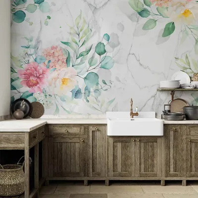 Produktbild von Vlies Fototapete - Flowery Marble 150x105 cm Blumen b-C-0947-a-a