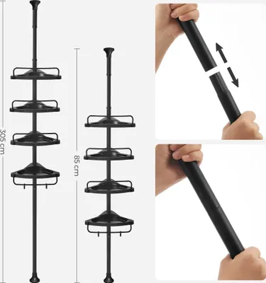 Produktbild von SONGMICS Badregal Duschregal, mit 4 Tabletts, 85-305 cm, höhenverstellbar