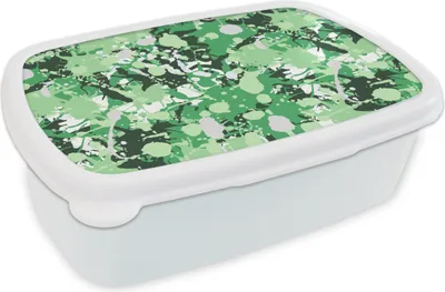Produktbild von KitchenYeah® Lunchbox Brotzeit Brotdose 17x11 cm Muster - Grün - Camouflage Kinder Brotzeitdose - Lunch Box - Kinder - Sandwich-Box - Schulbox - Lunch Boxen