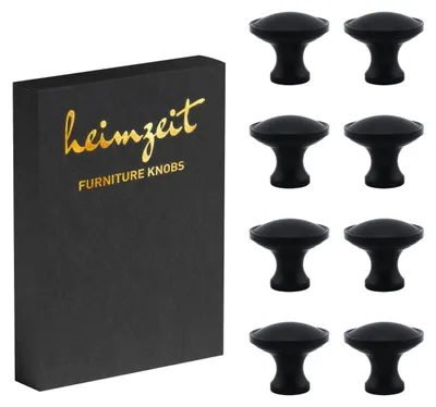 Produktbild von Set mit 8 Möbelknöpfen aus Aluminium, schwarz