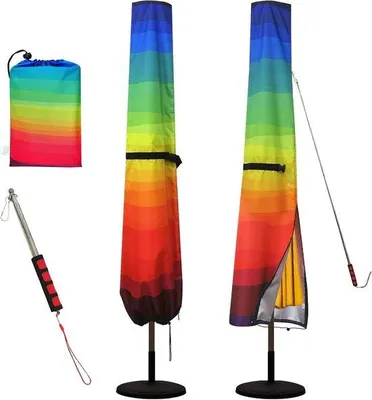 Produktbild von Famanu Regenbogen-Parasolhaube - Wasser- und winddicht - Für Gartenparasol 2,4 m bis 3,4 m