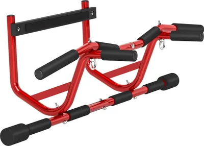 Image de Barre de traction - Multifonction - Capacité de charge jusqu'à 150 kg - Entraînement musculaire - Entraînement du dos - Rouge