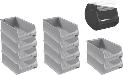 Produktbild von SparSet 10x Graue Sichtlagerbox 5.0 mit Abdeckung | HxBxT 20x30x50cm | 21,8 Liter | Sichtlagerbehälter, Sichtlagerkasten, Sichtlagerkastensortiment, Sortierbehälter