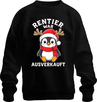 Produktbild von Rentier war t Pinguin Weihnachten lustig Geschenk Uni Sweatshirt Pullover, Schwarz, L