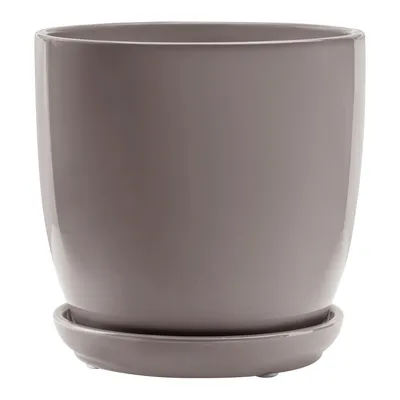 Obrázek produktu pro Keramický květináč Šedá Kulatý 24 cm Klasický z přírodních materiálů Lesk