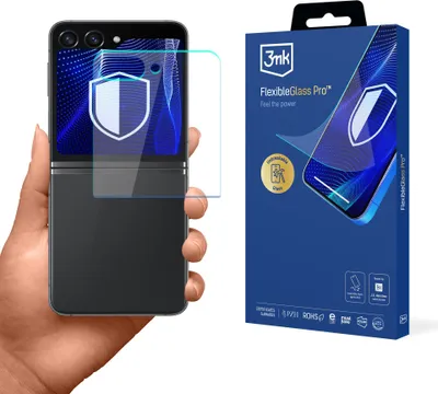 Productafbeelding van 3mk Hybride glas compatibel met Samsung Galaxy Z Flip 6 / 7 FE, FlexibleGlass Pro, Onbreekbaar glas 7H, 400% schermversterking, 0,3 mm dikte, Eenvoudige montage