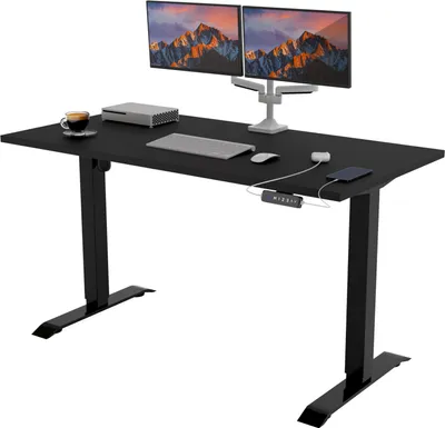 Produktbild von POKAR Höhenverstellbarer Schreibtisch Höhenverstellbar Elektrisch Bürotisch mit Tischplatte, Größe:175x80, Farbe:Schwarz