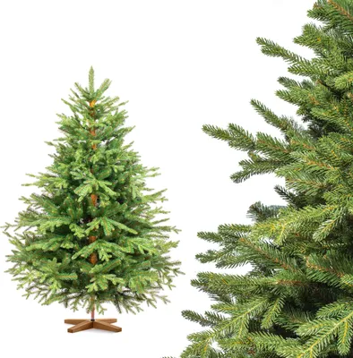 Produktbild von FairyTrees Weihnachtsbaum künstlich 150 cm ALPENTANNE Premium mit Christbaum Holzständer | Tannenbaum künstlich mit Naturgetreue Spritzguss Elemente |  EU |