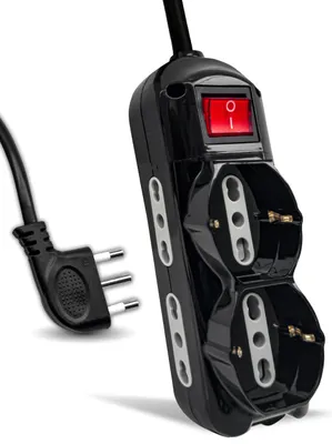 Image de Barrette d'alimentation V-TAC noire, 6 prises avec interrupteur et câble de 1,5 m – 3 prises