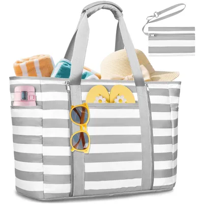 Imagen del producto de Solidchoice - Bolso de playa impermeable de gran tamaño (XXL) con 12 compartimentos prácticos