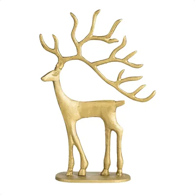 Produktbild von Design and Decor - Kleine goldene Rentier-Figur - Wohnaccessoire - Weihnachtsdekoration - Geschenkidee