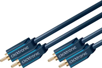 Produktbild von ClickTronic 5m Stereo Audio, Männlich, 2 x RCA, Männlich, 5 m, Blau