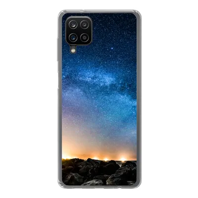 Produktbild von MuchoWow® Handyhülle Schutzhülle Hülle für Samsung Galaxy A12 Galaxie - Universum - Sonne - Jungen - Mädchen - Kinder Silikon Softcase Handy Hülle - Bild