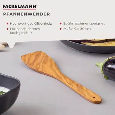 Produktbild von Fackelmann Pfannenwender 30 cm OLIVE, Wender aus Holz, Design- Küchenhelfer aus Oliven-Holz, robust und mit unverkennbarer Maserung (Farbe: Braun)