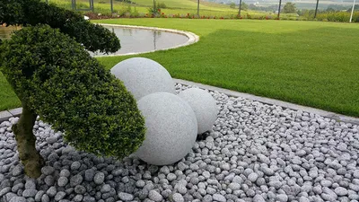 Produktbild von Set in 20/25/30cm Durchmesser Gartenkugel *Nature* Kugelleuchte in Granitstein-Optik