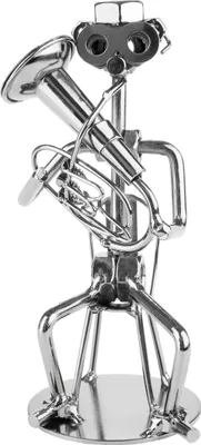 Image de BRUBAKER Mâle à vis musicien avec tuba - Figurine artisanale en fer Mâle en métal Joueur de tuba - Figurine en métal musicien à vent - Cadeau pour les tubistes