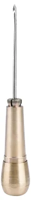 Productafbeelding van Naald met koperen handvat - 3 verwisselbare naalden - Leerbewerkingstool voor schoenreparatie - Set van 3 stuks