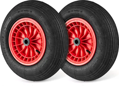 Obrázok produktu pre COSTWAY 2 kolesá na trakare 4.80/4.00-8, Ø 400 mm plné gumové koleso na vozík na vrecia do 250 kg, pneumatiky na trakare Príslušenstvo na trakare pre vozíky na vrecia