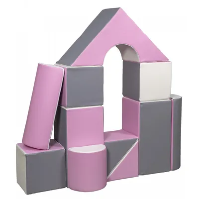 Produktbild von Set mit 11 Schaumstoffblöcken zum Spielen, weiß, rosa, grau