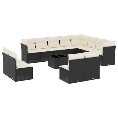 Produktbild von vidaXL 13-tlg. Garten-Sofagarnitur mit Kissen Schwarz Poly Rattan