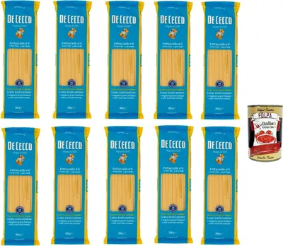 Produktbild von De Cecco Fettuccelle N°6 100% Italienisch Pasta Nudeln 10x 500g + Italian Gourmet Polpa 400g