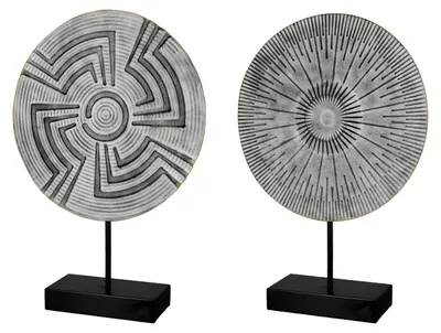 Produktbild von Gilde Standrelief, rund, "Zagora", Metall, grau, L. 8 cm, B. 30 cm, H. 43.5 cm 69124 4063387691243 2 Stück (2-fach sortiert)