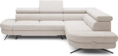 Zdjęcie produktu dla ECKSOFA OTIS w kształcie litery L, funkcja spania, regulowane zagłówki, w tkaninie AURORA, luźne poduszki oparciowe, wolnostojąca, PRAWA 218x276x97 cm Beżowa